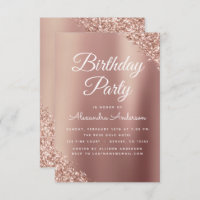 Elegant chic rose gold glitter foil 50th birthday invitation, Zazzle