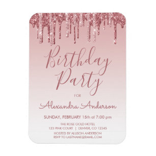 Rose Gold Sparkle Glitter Any Age Birthday Magnet