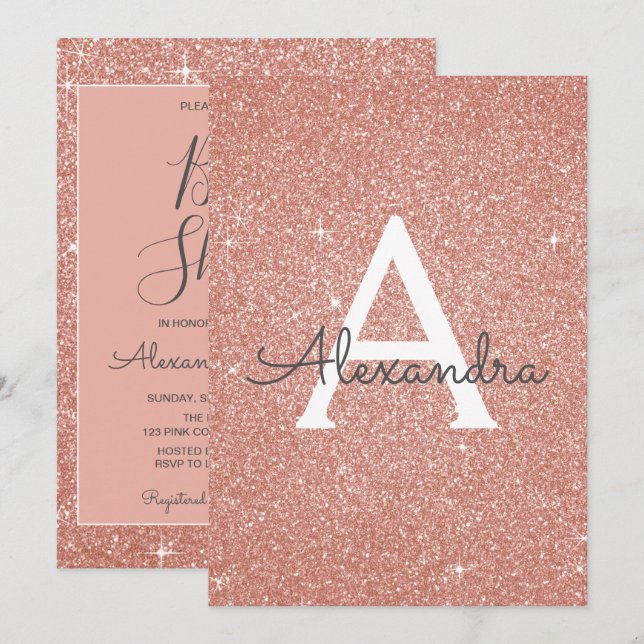 Rose Gold Sparkle Glitter Baby Shower Invitation (Front/Back)