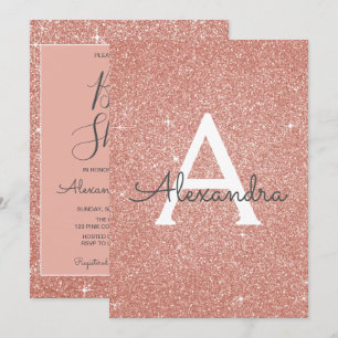Rose Gold Sparkle Glitter Baby Shower Invitation