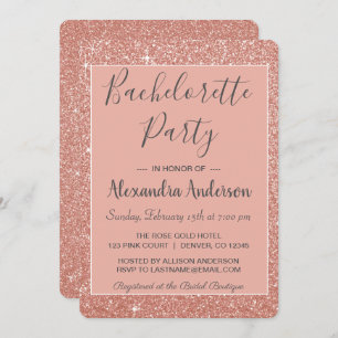 Rose Gold Sparkle Glitter Bachelorette Party Invitation