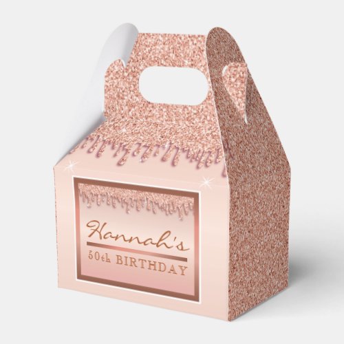 Rose Gold Sparkle Glitter Drip Birthday Gift Box