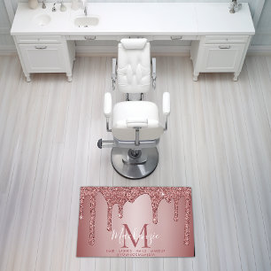 Rose Gold Sparkle Glitter Drips Business Rug