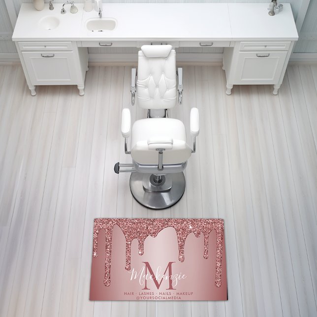 Rose Gold Sparkle Glitter Drips Business Rug (Rose Gold Dripping Glitter Business Rug)