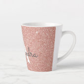 Rose Gold Sparkle Glitter Monogram Name & Initial Latte Mug (Right)