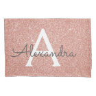 Rose Gold Sparkle Glitter Monogram Name & Initial