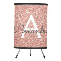 Rose Gold Sparkle Glitter Monogram Name & Initial Tripod Lamp Rose Gold Sparkle Glitter Monogram Name & Initial Tripod Lamp