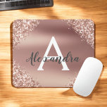 Rose Gold Sparkle Glitter Monogram Name Mousepad<br><div class="desc">Blush Pink - Rose Gold Faux Sparkle Glitter Metallic Foil Ombre Monogram Name Monogram Mousepad. This Mouse pad can be customized to include your first name.</div>