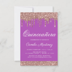 Rose Gold Sparkle Glitter Quinceañera Celebration Invitation