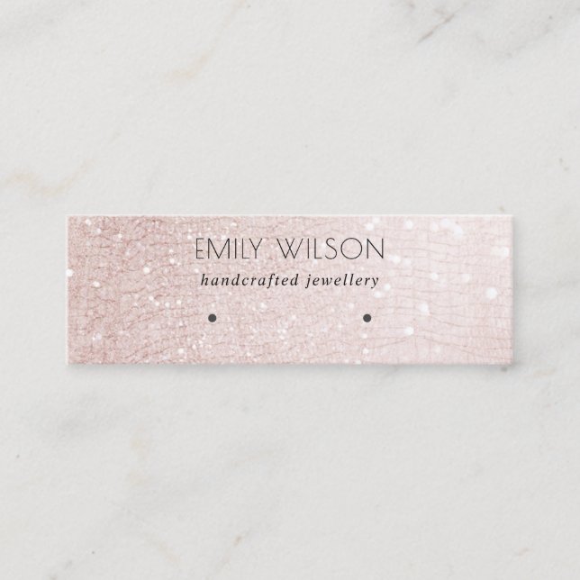 Rose Gold Sparkle Glitter Shiny Earring Display Mini Business Card (Front)