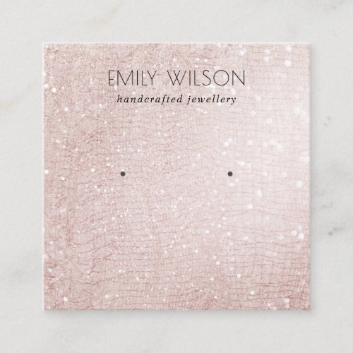 Rose Gold Sparkle Glitter Shiny Earring Display Square Business Card