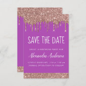 Rose Gold Sparkle Glitter Sweet 16 Save the Date Invitation (Front/Back)