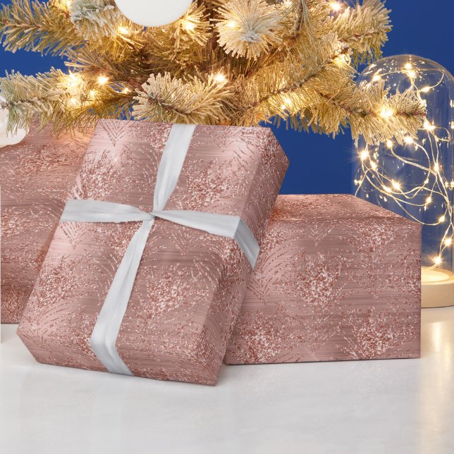 Rose Gold Sparkle Glitter Trendy Gift for her Wrapping Paper (Holidays)