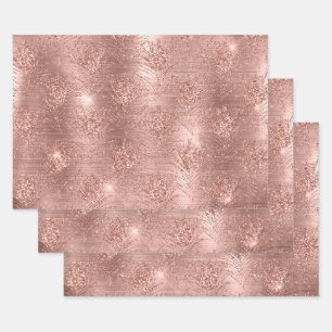 Rose Gold Sparkle Glitter Trendy Gift for her Wrapping Paper Sheets
