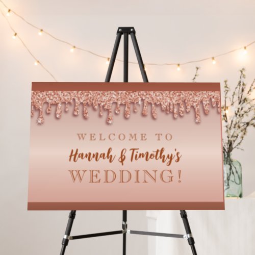 Rose Gold Sparkle Glitter Welcome Wedding Sign
