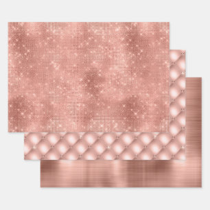 Rose Gold Sparkle Glitz and Glam Wrapping Paper Sheets