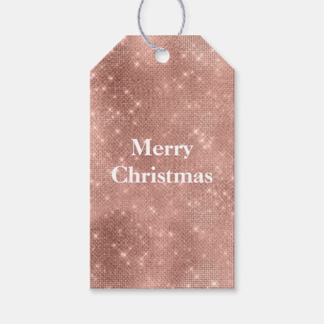 Rose Gold Sparkle Glitz  Gift Tags (Front)