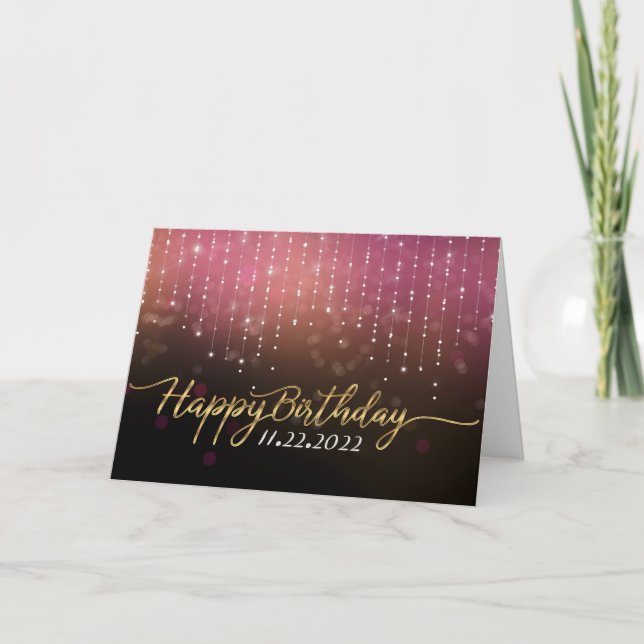 Rose Gold Sparkle Happy Birthday Card (Front)