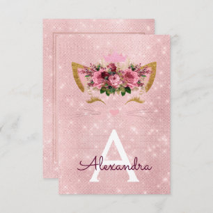 Rose Gold Sparkle Kitty Sweet Sixteen Birthday Invitation