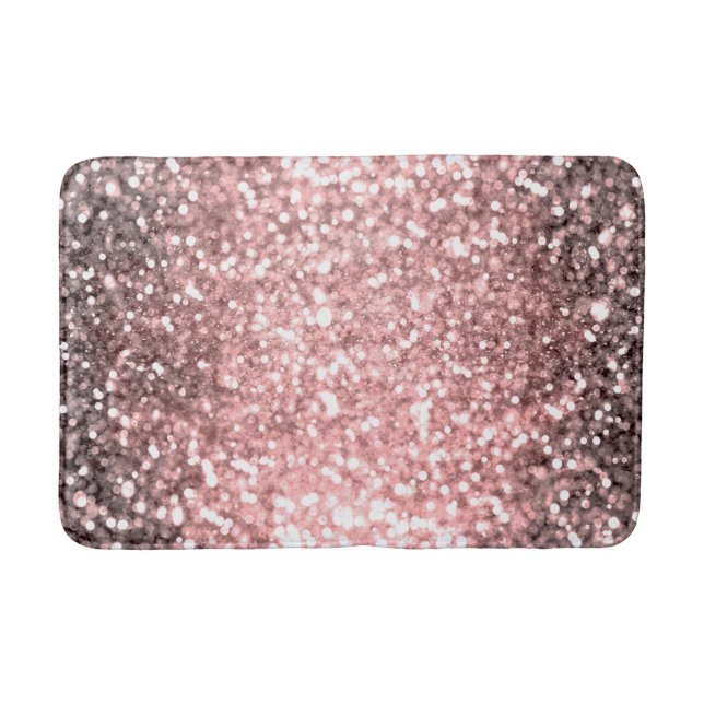 Rose Gold Sparkle Lights Girls Glittery Sparkly Bath Mat (Front)