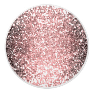 Rose Gold Sparkle Lights Girls Glittery Sparkly Ceramic Knob