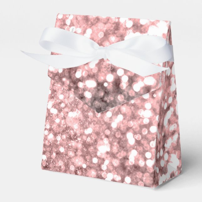 Rose Gold Sparkle Lights Girls Glittery Sparkly Favor Boxes (Front Side)