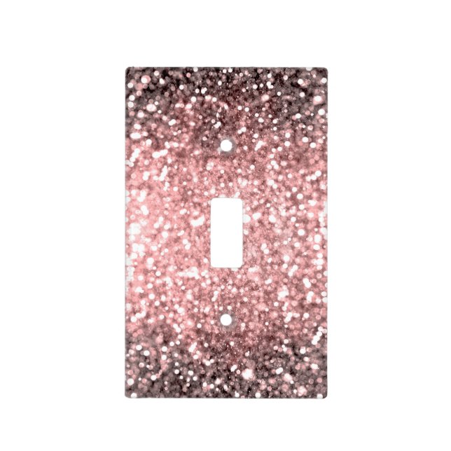 Rose Gold Sparkle Lights Girls Glittery Sparkly Light Switch Cover (Front)
