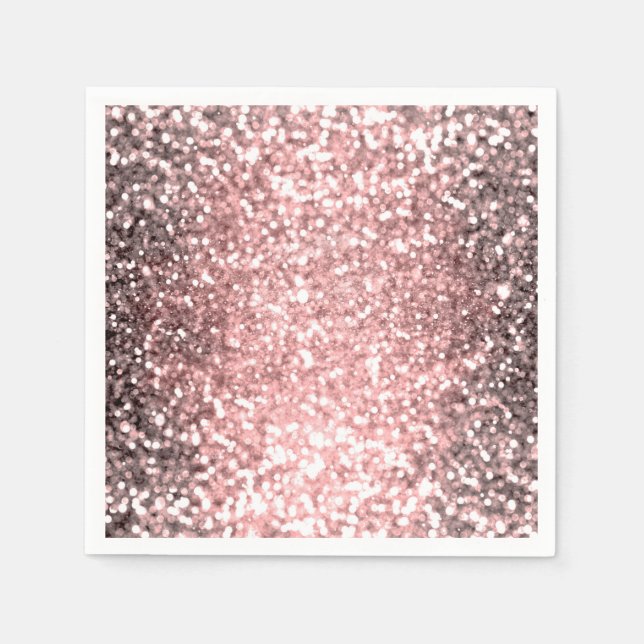 Rose Gold Sparkle Lights Girls Glittery Sparkly Napkins (Front)