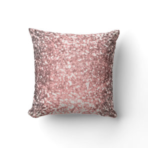 Rose Gold Sparkle Lights Girls Glittery Sparkly Throw Pillow