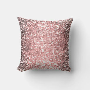 Rose Gold Sparkle Lights Girls Glittery Sparkly Throw Pillow