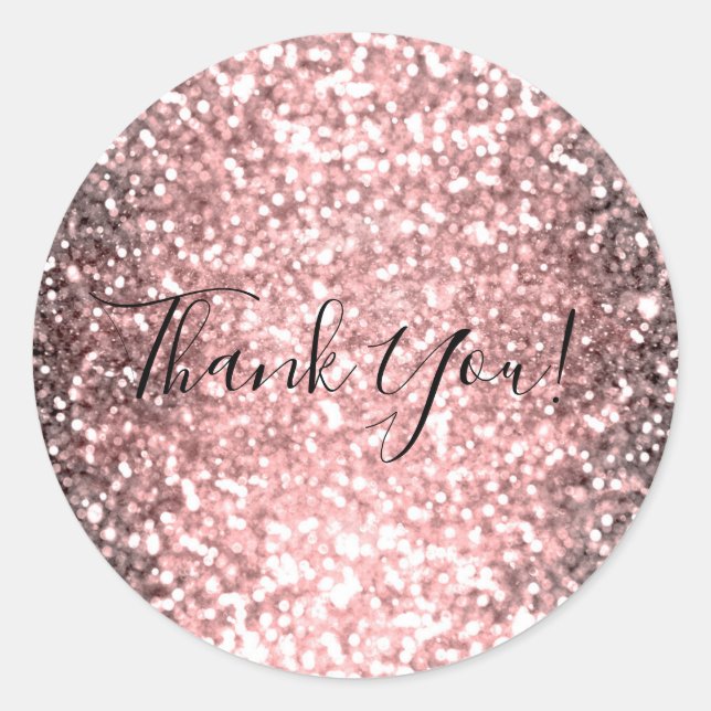 Rose Gold Sparkle Lights Glitter Sparkly Sweet 16 Classic Round Sticker (Front)