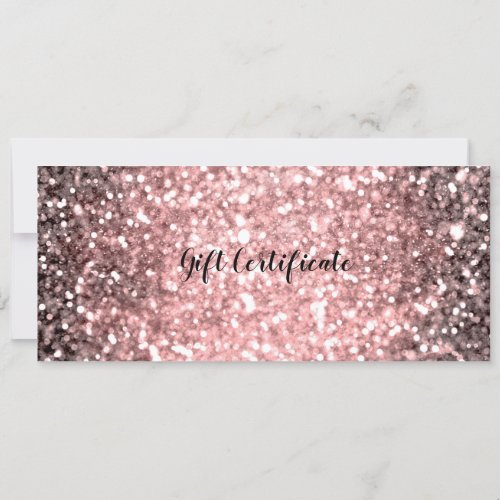 Rose Gold Sparkle Lights Sparkly Gift Certificate Invitation