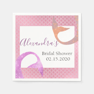 Rose Gold Sparkle Mermaid Bridal Shower Napkin