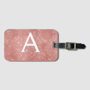 Rose Gold Sparkle Monogram Name Luggage Tag