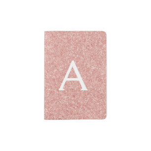 Rose Gold Sparkle Monogram Name Passport Holder