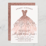 Rose Gold Sparkle Pink Dress Sweet 16th Birthday Invitation<br><div class="desc">Pink Rose Gold Sparkle Dress Sweet 16th Birthday Invitation</div>