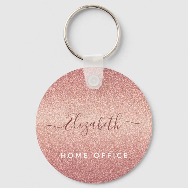 Rose gold sparkle pink name keychain (Front)