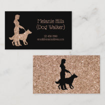 Rose Gold Sparkle Pretty Dog Walker Pet Sitter Business Card