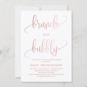 Rose gold sparkles brunch and bubbly invitation