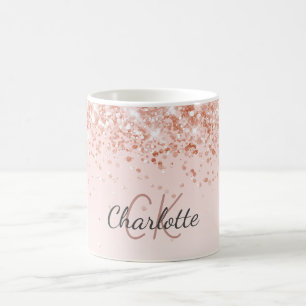 Rose gold sparkles name script coffee mug