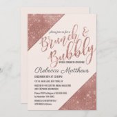 Rose Gold Sparkling Glitter Sequin Brunch Bubbly Invitation (Front/Back)