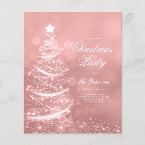 Rose Gold Sparkling Xmas Tree Invite Program Menu