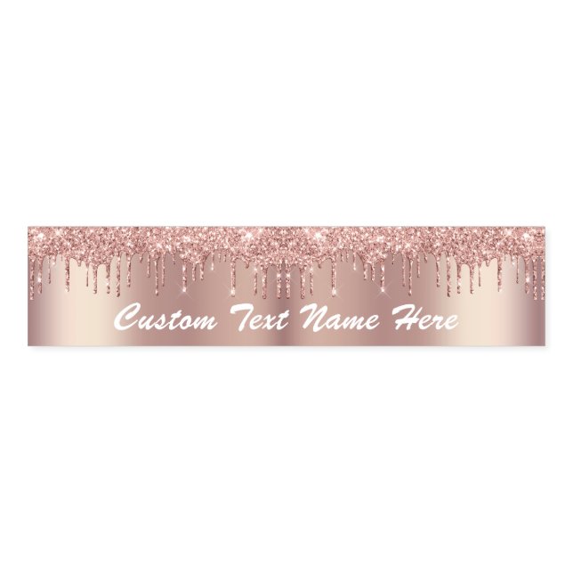 Rose Gold Sparkly Custom Text Name Napkin Bands (Unfolded)