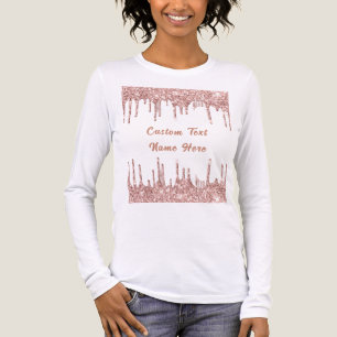 Rose Gold Sparkly Drips Your Text Tri-Blend Shirt