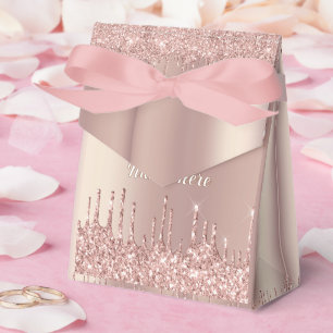 Rose Gold Sparkly Favor or Gift Boxes Personalized