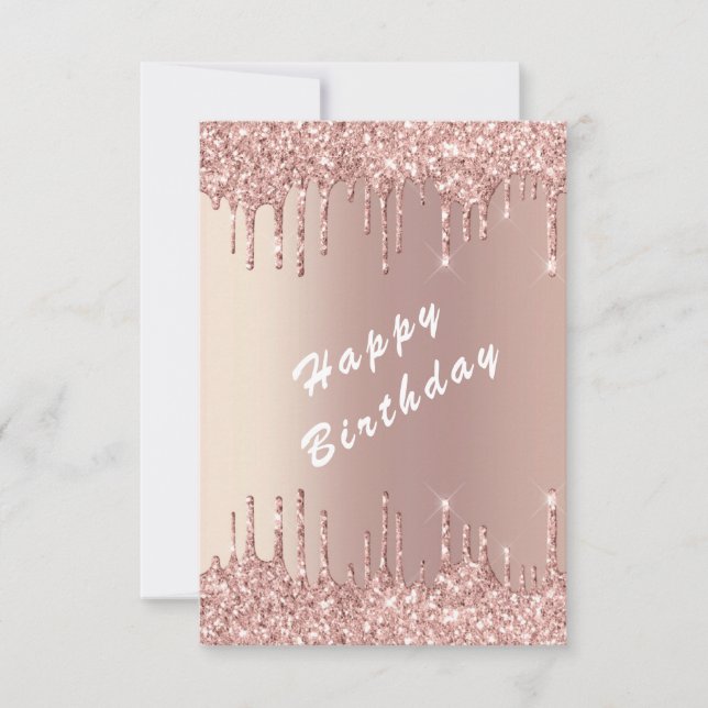 Rose Gold Sparkly Glitter Birthday Card (Front)