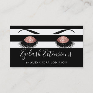 Rose Gold Sparkly Glitter Eyelash Extensions Business Card