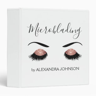 Rose Gold Sparkly Glitter Modern Microblading 3 Ring Binder