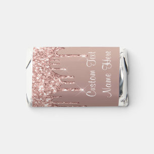 Rose Gold Sparkly Hershey's Miniatures Custom Text