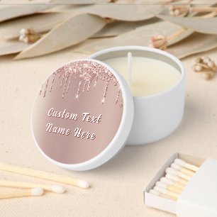Rose Gold Sparkly Mini Candle Favors Custom Text